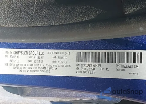 2015 Chrysler 200 Limited из США, поврежденный, VIN 1C3CCCAB9FN574375